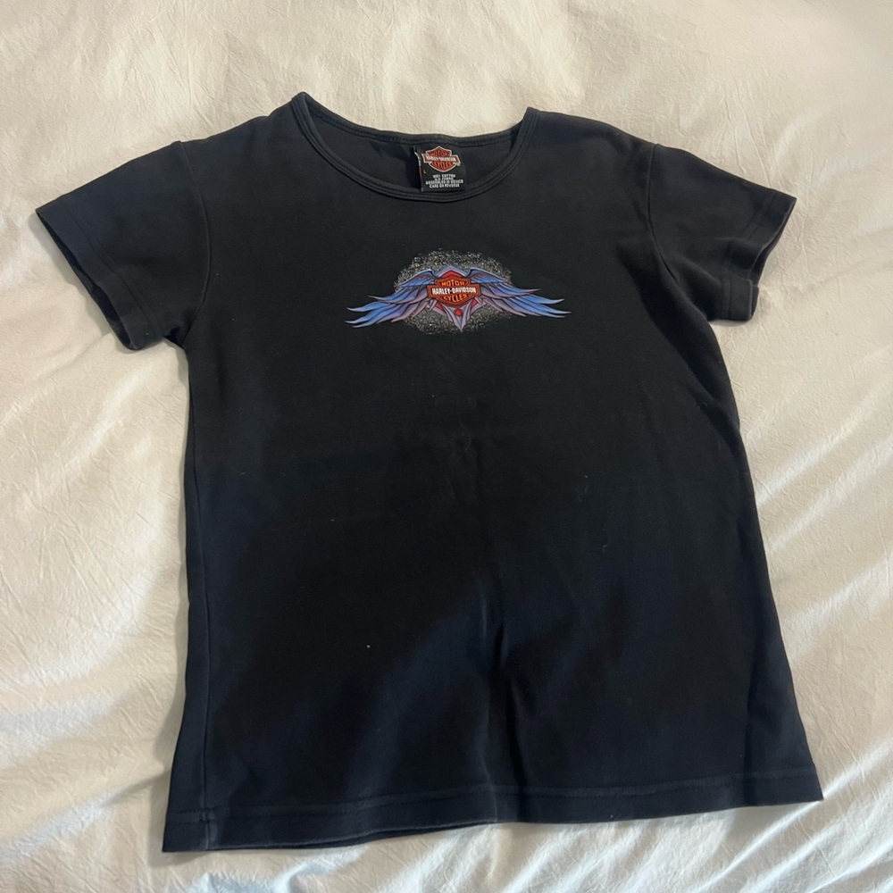 Harley-Davidson Black Short Sleeve Tee with Graphic Design